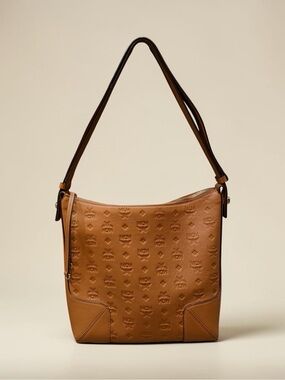 MCM Klara Monogram Embossed Leather Hobo